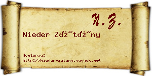 Nieder Zétény névjegykártya